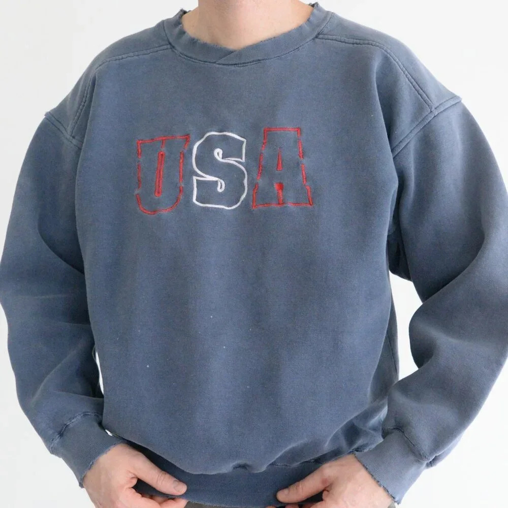 Vintage Galt Crew Blue U.S.A. 100% Cotton Crew Neck Sweater Size  Large